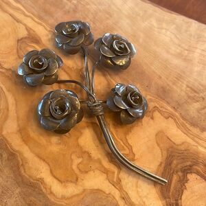 Antique Lang Sterling Rose Bunch Brooch - 1940's